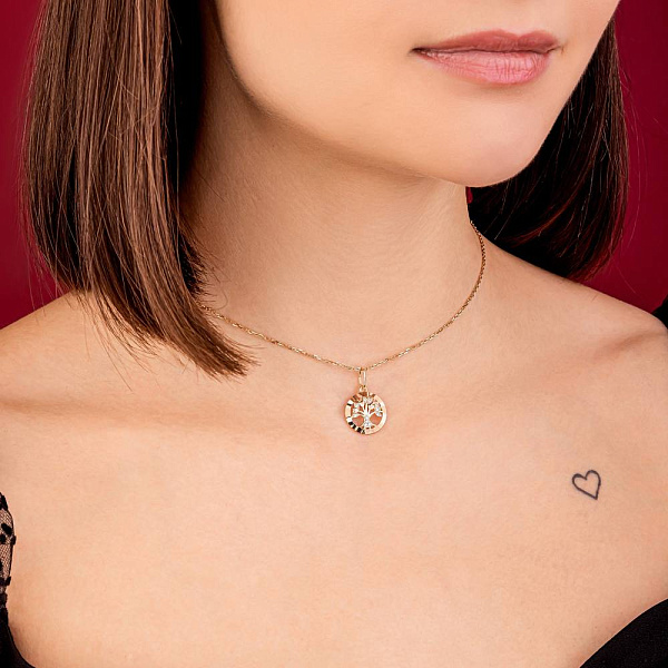 Золотой подвес Дерево жизни с фианитами (арт. 424803) – изображение 2