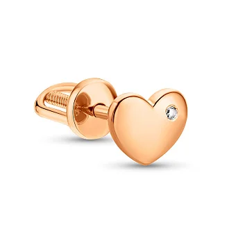 Золота одинарна сережка-пусета з діамантом (арт. 2600523201Я)