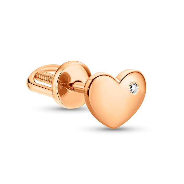 Золотая одиночная серьга-пусета с бриллиантом (арт. 2600523201Я) – изображение 1