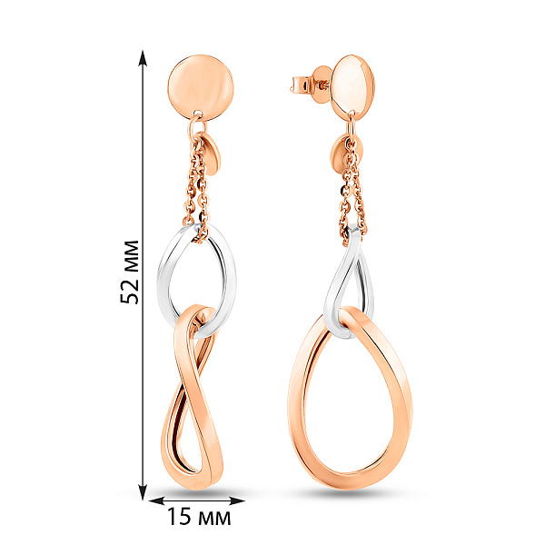 Сережки з червоного і білого золота з підвісками (арт. 1091226кб) – зображення 6