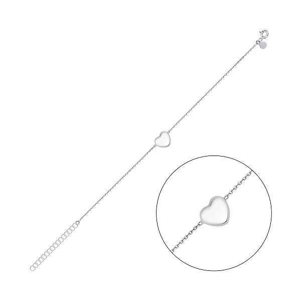 Серебряный тонкий браслет Сердце (арт. 7509/5165) – изображение 1