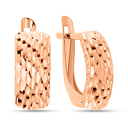 Золоті сережки прямокутної форми з алмазною гранню (арт. 120601)