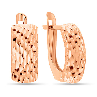 Фото Золоті сережки прямокутної форми з алмазною гранню (арт. 120601)