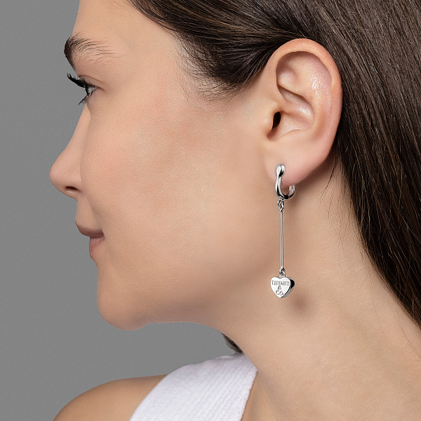 Серьги из белого золота с подвеской Сердечки (арт. 104677б) – изображение 3