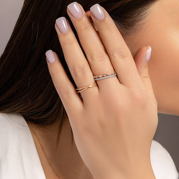 Золота каблучка з фіанітами (арт. 140774) – зображення 3