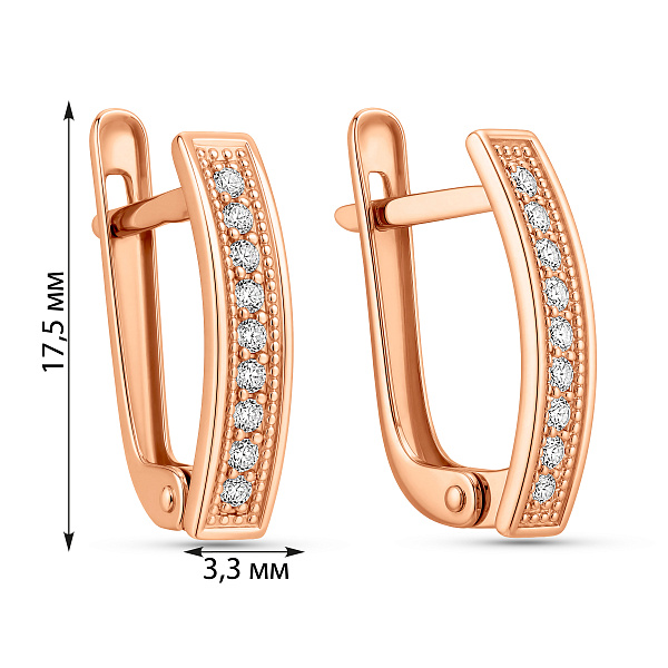 Серьги из красного золота с дорожкой из фианитов (арт. 420581) – изображение 4