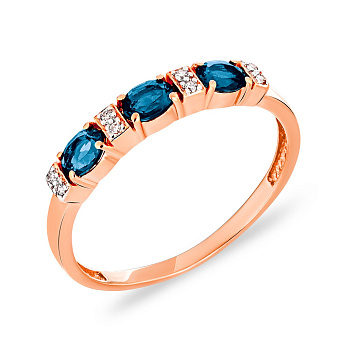 Фото Золота каблучка з кварцом і фіанітами (арт. 141500ПлГ)