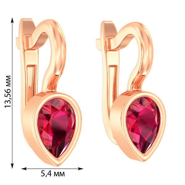 Дитячі золоті сережки з червоним фіанітом (арт. 110499к) – зображення 2