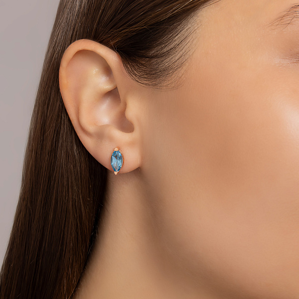 Золоті сережки-пусети з топазом (арт. 111233Птг) – зображення 2