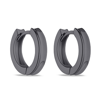 Фото Сережки-кільця зі срібла з чорним родіюванням (арт. 7502/9151/15ч)