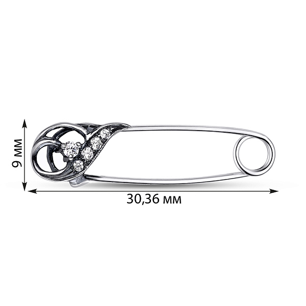 Серебряная булавка с фианитами (арт. 7911/7057-42-ч) – изображение 2
