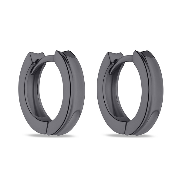 Сережки-кільця зі срібла з чорним родіюванням (арт. 7502/9151/15ч) – зображення 1