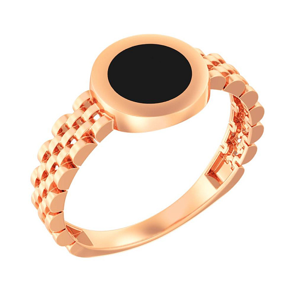 Кольцо Лýна из красного золота с эмалью (арт. 140908еч) – изображение 1