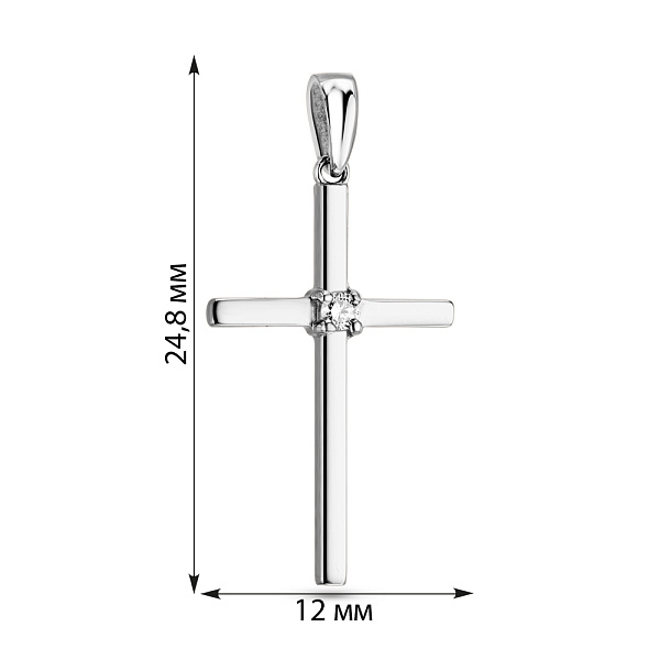 Крестик из белого золота с бриллиантом (арт. 3100787202) – изображение 2