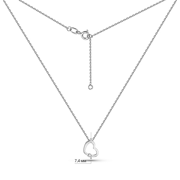 Колье «Сердце» из белого золота с бриллиантом (арт. Ц011526б) – изображение 2