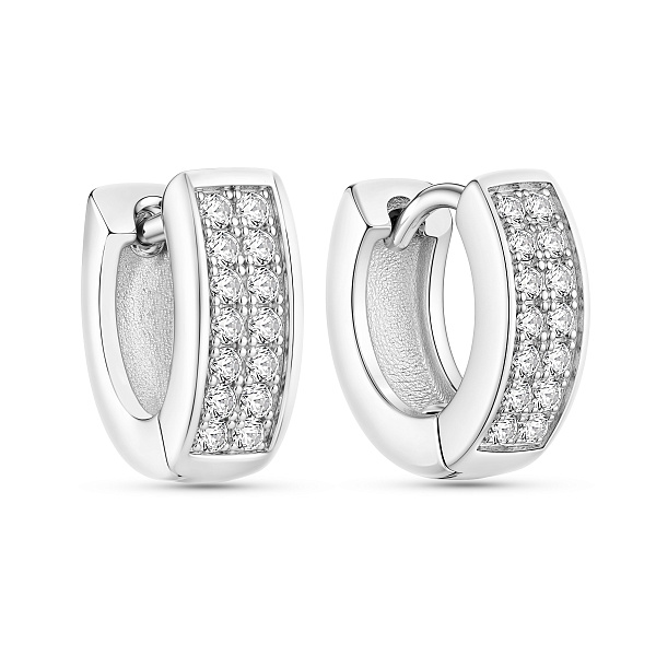 Серебряные серьги-кольца с фианитами (арт. 7502/2873/9) – изображение 1