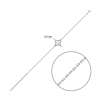 Браслет из серебра Клевер с перламутром (арт. 7509/4316/15п)
