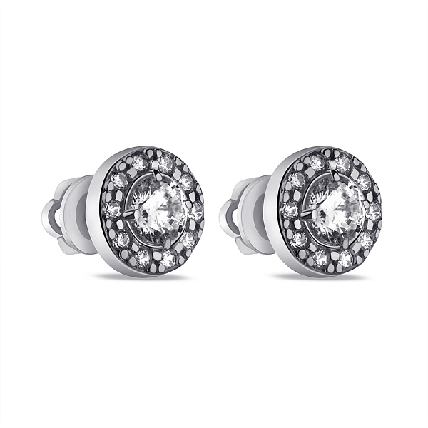 Серебряные серьги-пусеты с фианитами (арт. 7518/0389сю) – изображение 1