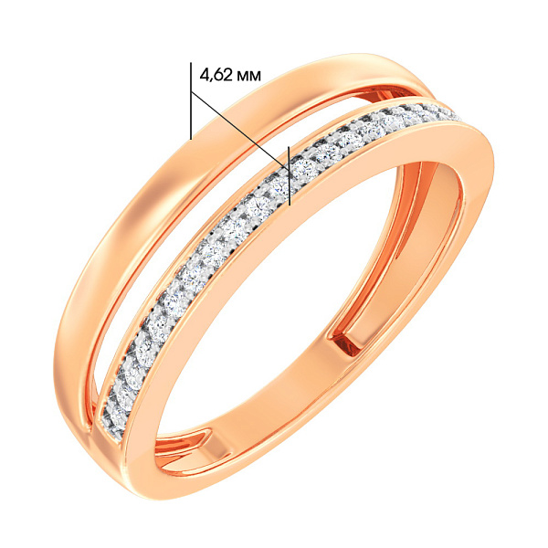 Каблучка з червоного золота з фіанітами (арт. 141095) – зображення 2