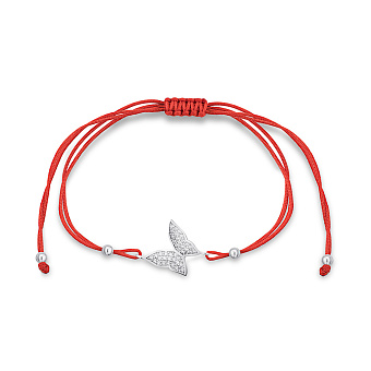 Браслет Бабочка с шелковой нити и серебка (арт. 7309/5051к)