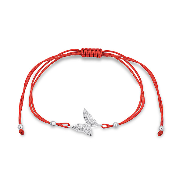 Браслет Бабочка с шелковой нити и серебка (арт. 7309/5051к) – изображение 1