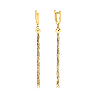 Длинные серьги из желтого золота с цепочками (арт. 104336ж)