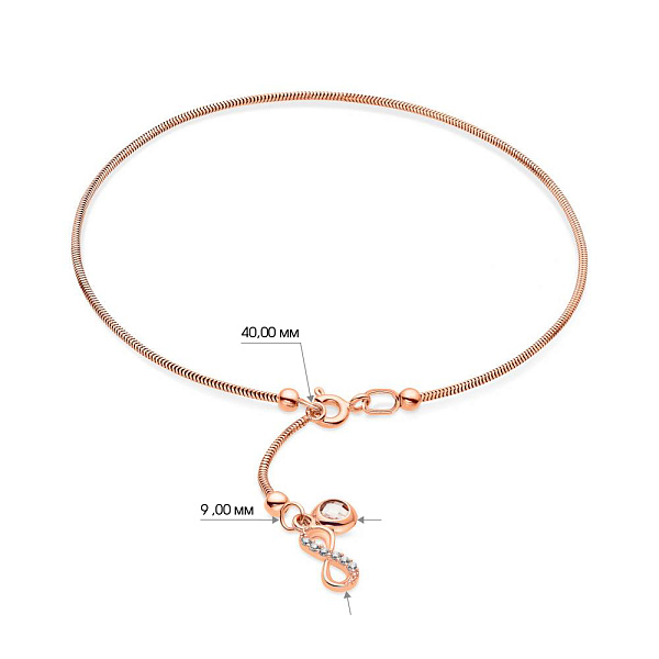 Золотий браслет на ногу "Нескінченність" (арт. 325220н) – зображення 2