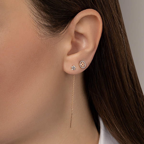 Одиночная серьга из красного золота с фианитами (арт. 111278Я) – изображение 2