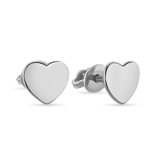 Сережки-пусети «Сердечки» з білого золота (арт. 107216б) – зображення 1
