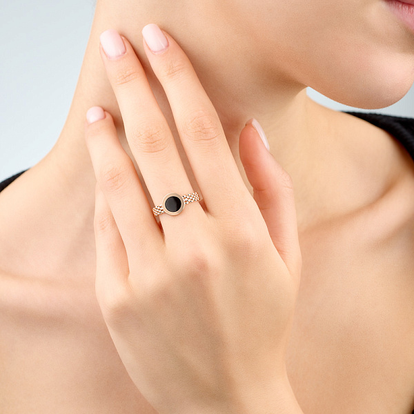 Кольцо Лýна из красного золота с эмалью (арт. 140908еч) – изображение 3