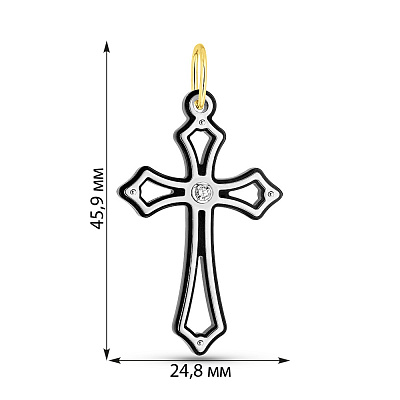 Золотой крестик с ониксом и фианитом (арт. 421508ж)