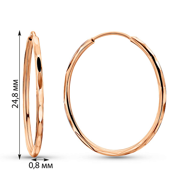 Серьги-кольца из красного золота (арт. 121902/25) – изображение 3