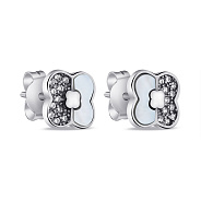 Серебряные серьги Клевер с перламутром и фианитами (арт. 7518/7075п)