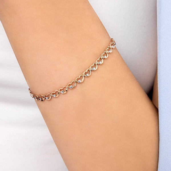 Браслет «Сердечки» из красного золота (арт. 321364кб) – изображение 2