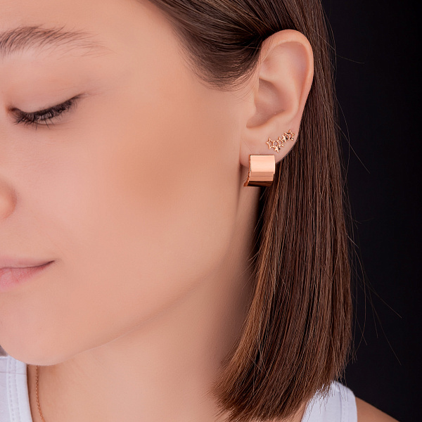 Золотые серьги-клаймберы Звездопад (арт. 2004112101) – изображение 3