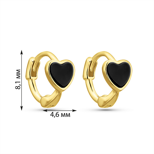 Серебряные серьги Сердечки с эмалью (арт. 7502/9881жо) – изображение 2