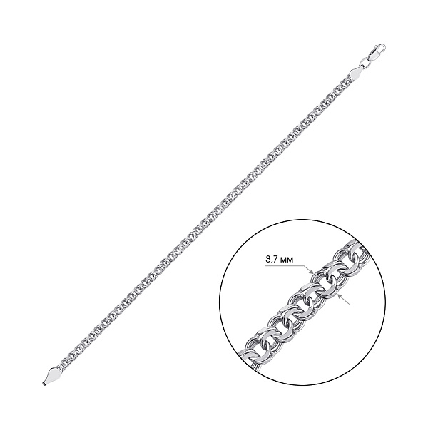 Серебряный браслет плетения Бисмарк двойной (арт. 7509/4-0357.60.2) – изображение 2