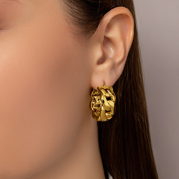 Золотые сережки-кольца Francelli в желтом цвете металла (арт. 109747/25ж) – изображение 2