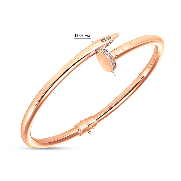 Браслет «Гвоздь» из красного золота с фианитами (арт. 324859) – изображение 2