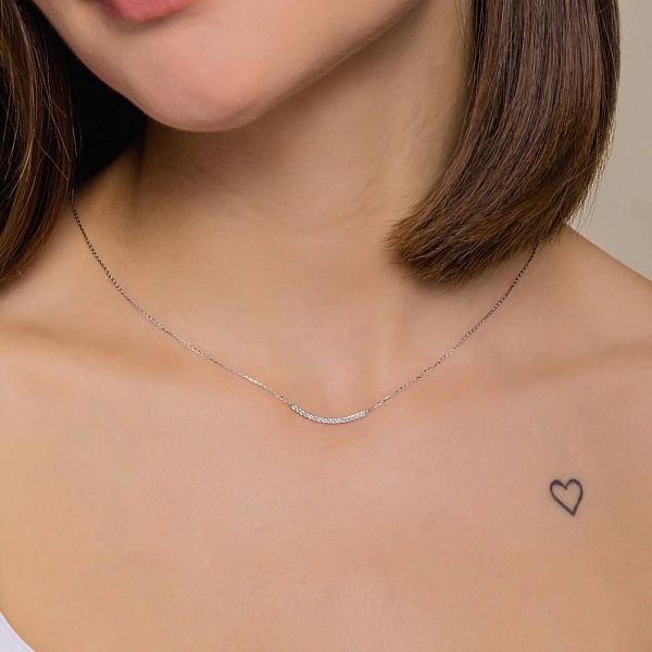 Кольє  з білого золота з доріжкою з діамантів (арт. Ц341643015б) – зображення 3