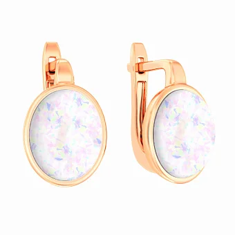 Сережки золоті з білим опалом (арт. 111146ПоГ)