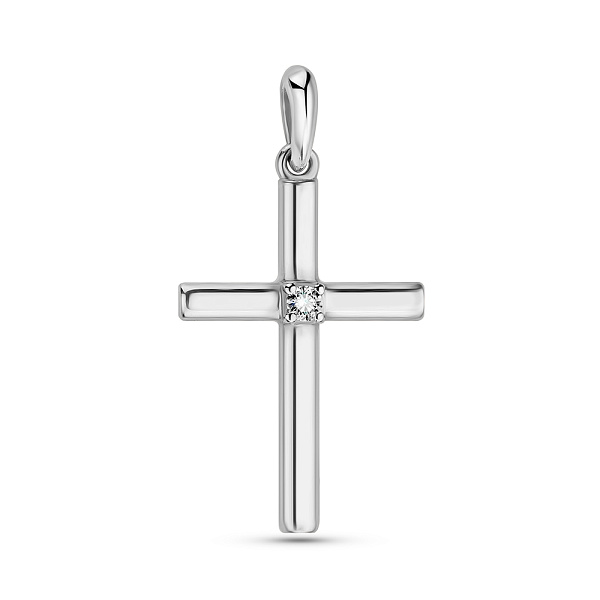 Хрестик з білого золота з діамантом (арт. 3103637202) – зображення 1