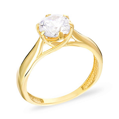 Помолвочное кольцо из желтого золота с фианитом (арт. 140338ж)