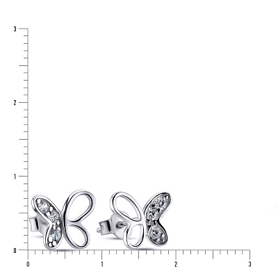 Срібні сережки пусети «Метелики» з фіанітами (арт. 7518/5151)
