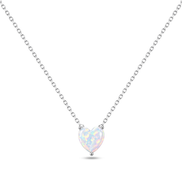 Серебряное колье с подвеской сердце с опалом (арт. 7507/2618Поб) – изображение 1