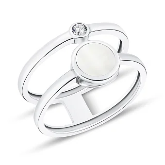 Золота каблучка Лýна з емаллю і фіанітом (арт. 141067беп)