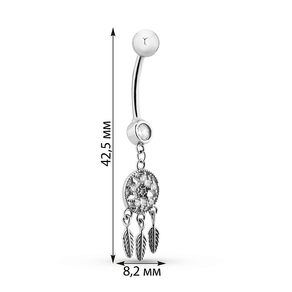 Сережка-пірсинг для пупка з фіанітами (арт. 7512/020) – зображення 2