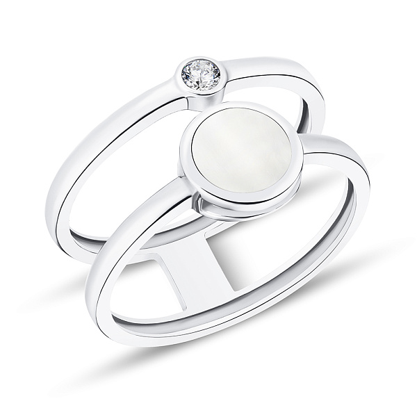 Золотое кольцо Лýна с эмалью и фианитом (арт. 141067беп) – изображение 1