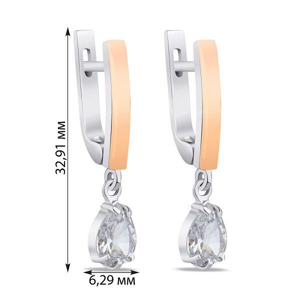 Срібні сережки з фіанітом (арт. 7202/0052) – зображення 2