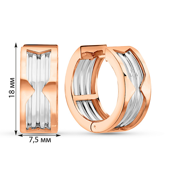 Сережки-кільця з комбінованого золота (арт. 104165/20кб) – зображення 2